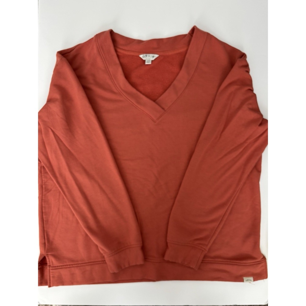 Orvis Classic Collection Women's Orange V-Neck Pullover Sweatshirt L